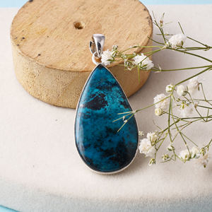 Piedra preciosa natural con forma de pera Shattuckite Plata de Ley 925 con colgante Chapado en plata Colgante de moda para mujeres y hombres. - Product Image 4