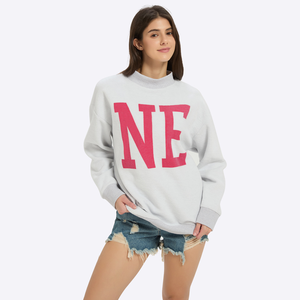 Venta al por mayor de alta calidad de las mujeres de gran tamaño pulóver sudadera logotipo personalizado cuello falso patrón de letras para el invierno - Product Image 4