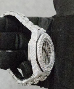 Montre chronographe automatique Miyota de style hip-hop luxueuse pour homme/femme, diamants moissanite de clarté VVS, bracelet en acier inoxydable - Product Image 3