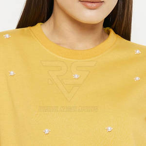 Venta en línea directa de fábrica, sudaderas de algodón 100% de diseño personalizado para mujer, tela de punto con logotipo frontal informal de invierno, recién llegado - Product Image 4