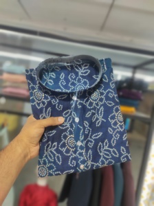 <b>Men's</b> <b>Festival</b> <b>Wear</b> Long Kurt Collection Soft Cotton Modal Silk Bandhni Print - Product Image 3