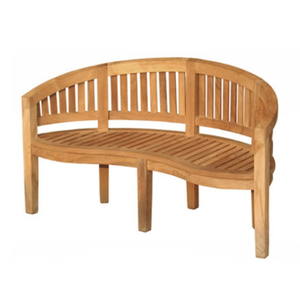 Banc de jardin en bois de teck naturel en forme de demi-lune, banc de jardin en bois, design moderne pour la maison, meubles de patio extérieur - Product Image 4