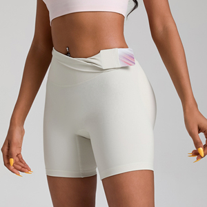 Mallas cortas deportivas suaves de Color sólido para mujer, pantalones cortos de Yoga de cintura alta para entrenamiento integral de ciclismo - Product Image 5