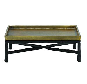 Plateau de service pour les aliments finis, acier inoxydable plaqué or avec poignées, plateau de service décoratifs pour les douces et à la salade, plat en laiton massif - Product Image 2