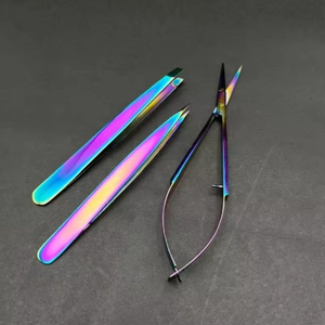 Ensemble de pinces à épiler pointues inclinées personnalisées de haute qualité, épilation des poils, vente en gros, ciseaux à ressort multicolores, épilation - Product Image 1