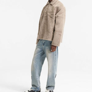 Custom Mens <b>Sherpa</b> <b>Fabric</b> Half Metal Zipper Jackets Winter Warm Unisex <b>Sherpa</b> Fleece Jacket - Product Image 5