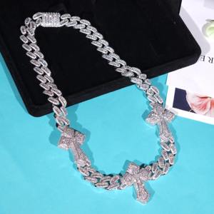 Baguette Cut Moissanite Diamond Iced Out Hip Hop Cuban Link Chain In 925 <b>Silver</b> Bling <b>Choker</b> Pendant Necklace At Low Price - Product Image 6