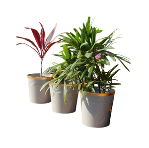 Lot de 3 jardinières rondes de luxe en métal Pots de fleurs et jardinières de taille personnalisée Décoration de jardin pour plantes et herbes - Product Image 1