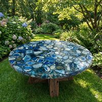 Sceau en résine d'agate polie fait main, motif floral religieux, finition naturelle lavée à la rivière, décoration de luxe pour la maison, modèle de table