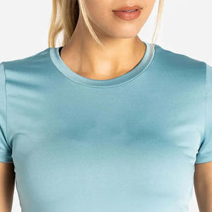 Camiseta Personalizada Premium Azul Oscuro para Mujer, Transpirable, de Secado Rápido, Ecológica, Súper Suave, de Manga Corta y Cuello Redondo, para Yoga y Gimnasio - Product Image 5