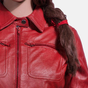 Women's Winter Warm Faux Genuine Leather <b>Jacket</b> Stand Collar Button Decoration Girls' <b>Short</b> <b>Sleeve</b> Coat Canvas Fabric Dyed - Product Image 6