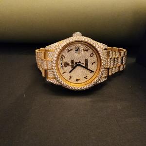 Stunning Round Fancy Dual <b>Watch</b> <b>Arabic</b> Numerals Fully Iced Out with Moissanite Diamond Japanese Movement - Product Image 1