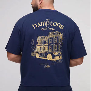 เสื้อยืดผ้าฝ้ายสำหรับผู้ชายขนาดใหญ่กว่า2025 240GSM ผ้าคอตตอนลายสตรีทแวร์สั่งทำพิเศษ100% - Product Image 1