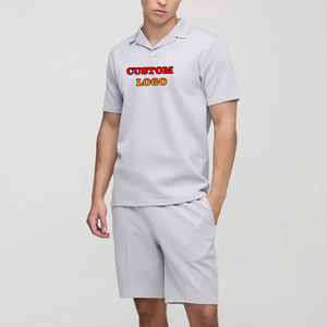 Vente en gros 100% coton homme ensemble de jogging personnalisé imprimé logo couleur unie surdimensionné t-shirt et court streetwear hommes 2 pièces - Product Image 1
