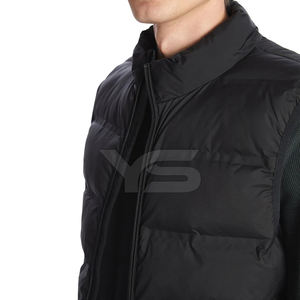 Chaqueta acolchada recubierta de invierno informal, diseño sin mangas, cuello levantado, a prueba de viento, transpirable, cierre de cremallera, patrón sólido antiretráctil - Product Image 3