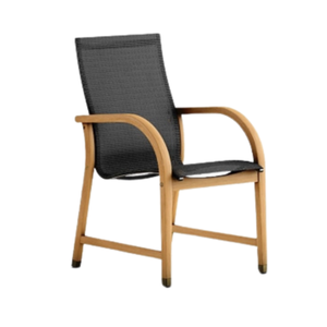 Chaise de salle à manger d'extérieur ergonomique en aluminium, design léger et portable, siège en tissu à séchage rapide-bois de teck Suar acajou 1812579 - Product Image 1