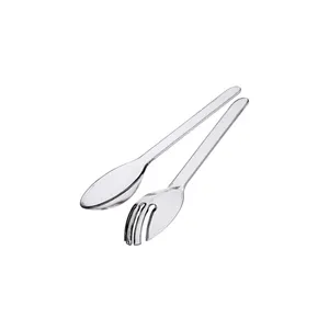 Premium Acrylic Clear Salad Serving Cutlery Utensil Fork and Spoon set