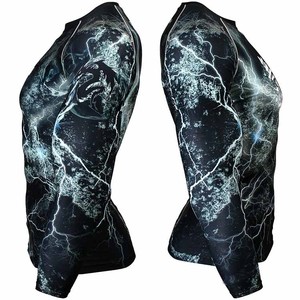 <b>Men's</b> Breathable Sublimation Compression Rash Guard <b>Shirts</b> Tops <b>Swim</b> Surf Quick Dry Eco-Friendly Polyester Spandex Sportswear - Product Image 4