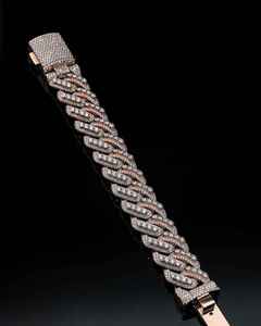 Pulsera de eslabones cubanos de diamantes de moissanita de Plata de Ley 925, joyería de patrón cruzado de estilo Hip Hop de lujo, regalo perfecto - Product Image 1