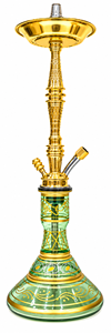 Luxury Traditional Green & Gold Hookah Premium Decorative Shisha with Engraved <b>Glass</b> Base Full Set Fraida Hookahs Egypt - Product Image 2