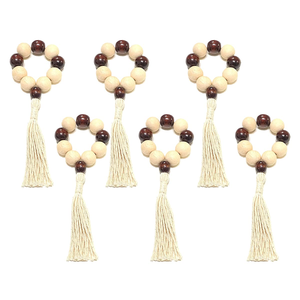 Perles en bois porte-serviettes ensemble fait à la main corde gland perles anneau de serviette pour fête et décoration de Table à la maison - Product Image 4