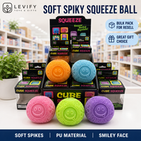Balle anti-stress souple et pointue à presser, jouet sensoriel en forme de visage souriant pour apaiser les mains et le bureau au quotidien