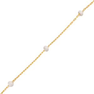 Bracelet en chaîne à perles en émail blanc, vente en gros turque, bijoux en argent sterling 925, fabrication artisanale, bijoux fins - Product Image 2