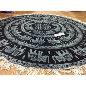 Cotton Beach <b>Towel</b> Yoga Mat Home Decor Round Wall Hanging Elephant Mandala Roundie Style Traditional Mandala Tapestry - Product Image 5