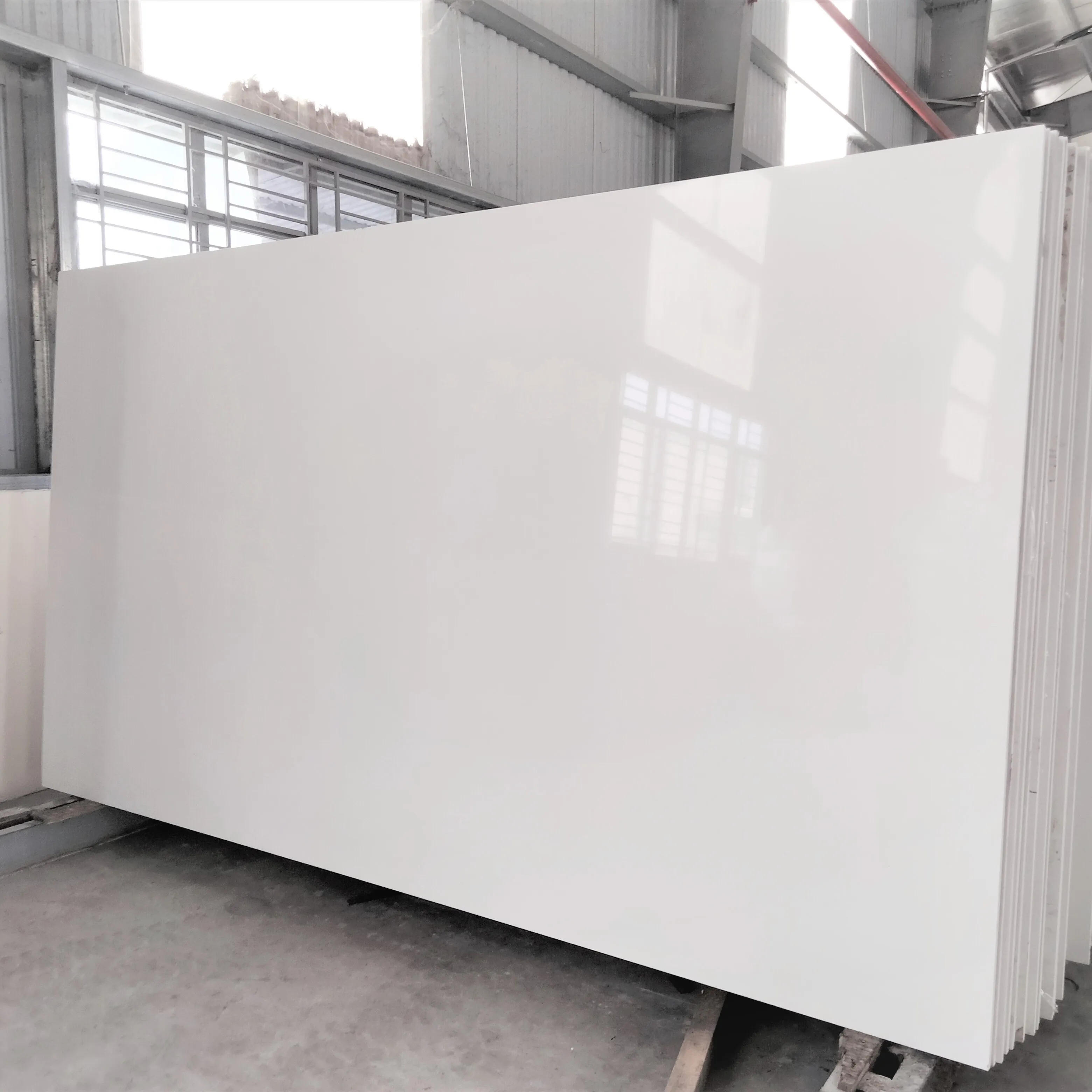 LQ-502 Lux Quartz Super White Quartz Slab For Fabricated Kitchen Countertops Solid White Artificial Quartz