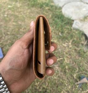 Porte-cartes à deux volets en cuir de cire de style vintage fait à la main mince court RFID antivol portefeuille bouton ouvert - Product Image 5