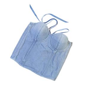 Top Corto Sexy de Mezclilla sin Mangas con Botones, Ecológico y Transpirable para Mujer, Tops de Verano - Product Image 2