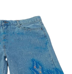 Top Trending Quick Dry <b>Jeans</b> Sunfaded Rhinestones Shorts New Arrival Fashionable <b>Mens</b> Casual Shorts With Custom Logo Stylish - Product Image 5