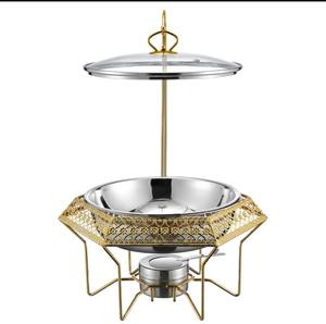 ถาดอุ่นอาหารสแตนเลสคุณภาพสูง พร้อมขาตั้งและฝาแก้ว ใช้เชื้อเพลิงให้ความร้อน เป็นมิตรกับสิ่งแวดล้อม สำหรับบุฟเฟ่ต์-คราฟท์ เวิลด์ อินเดีย - Product Image 3