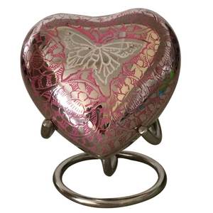Elegant Silver Heart Shape Handmade Multi Color Embossed <b>Large</b> Aluminium Cremation <b>Urn</b> - Product Image 4