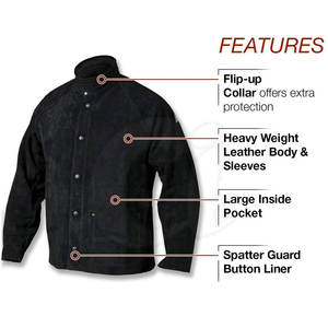 2025 nouvelle veste de soudage avec logo personnalisé avec col montant en cuir de peau de vache respirant pour le printemps en gros disponible - Product Image 2