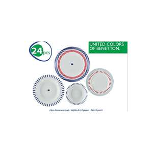 Be-Kct0016 Service de table en porcelaine multicolore à rayures mélangées 24 pièces - MULTICOLORE - Product Image 2