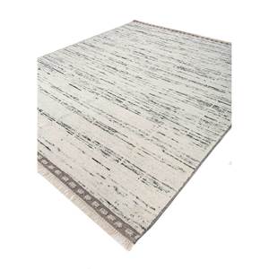 Zuri Ivory Wool <b>Rugs</b> AKWL-1731 Hand Knotted Striped Pattern Living Carpet for Entryway Hallway Rectangle Puzzle Design for Home - Product Image 2