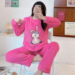 Set Pigiama Termico in Flanella da Donna - Morbido e Caldo Completo Due Pezzi, Grazioso Abbigliamento da Notte a Quadri, Indumenti Invernali per Casa - Product Image 1