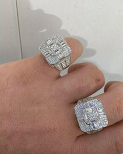 Men's <b>Ring</b> Trend Hip Hop <b>Ice</b> Out VVS Lab Grown 10K 14K 18K Gold Full Diamond Rounded Alphabet <b>Ring</b> Luxury Costume Jewelry - Product Image 2