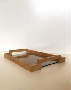 BANDEJA DE SERVICIO DE MADERA NATURAL REDONDA PERSONALIZADA NATURAL para cocina, hogar o Hotel, artículos de estilo clásico para fiestas o servicio de comida - Product Image 1