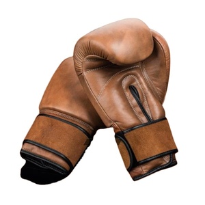 Guantes de Kickboxing de piel de vaca de cuero marrón vintage Guantes de boxeo de entrenamiento MMA San Valentín Navidad - Product Image 5