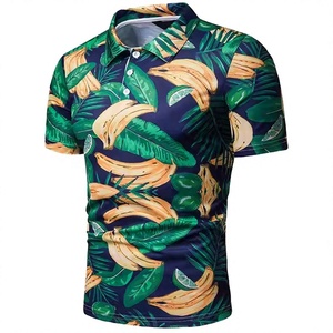 Camisa de Manga Corta con Estampado Tropical de Plátanos para Hombre, Informal, Tejida, 100% Algodón, con Bolsillo, Antiarrugas, Transpirable - Product Image 1