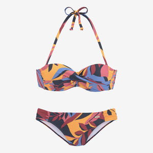 Ensemble de bikini bandeau push-up pour femmes, maillot de bain deux pièces, uni, logo sur le devant, vêtements de plage, maillot de bain, fournisseur en gros OEM - Product Image 1