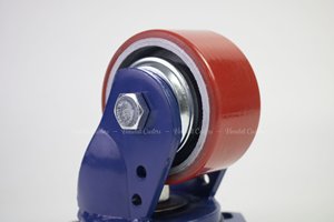 ล้อเบรกโพลียูรีเทนสีแดงขนาด4นิ้วล้อหมุนสำหรับงานหนักแกนเหล็ก400กก. - Product Image 6