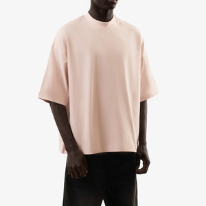 Streetwear avec logo personnalisé T-shirt épais imprimé noir en coton T-shirt épais vierge à épaules tombantes - Product Image 4