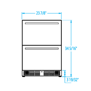 24\" Dual-Zone Stainless Steel <b>Refrigerator</b>/Freezer Marine Grade with Lock and Electric Compressor for Marine Use - Product Image 2