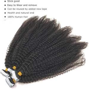 Extensions de cheveux indiens ondulés en ruban, aspect naturel, micro-liens, machine, double trame, extrémités doublement tirées, toutes les couleurs, adaptées à la vente en gros - Product Image 2