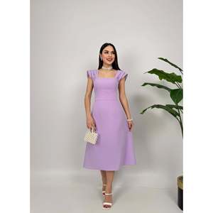 Vestido Midi Rojo para Mujer missJANELL con Detalle de Perlas en el Pecho, Elegante Mezcla de Poliéster y Elastano con Doble Atlas para Fiesta - Product Image 5