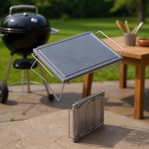 Placa de jabón DS30 40SP con soporte plegable de 40x30cm para planchas y sartenes Ompagrill - Product Image 3