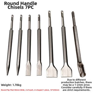 مجموعة مثاقب كهربائية احترافية SDS مع أزاميل مسطحة للقطع، مناسبة للمعادن والفولاذ والبناء والخرسانة والصخور المحيطة - Product Image 5